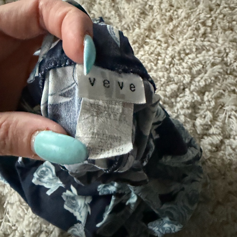 VEve Navy and Light Blue Floral vintage 2000s Y2K Maxi Skirt - Picture 3 of 5